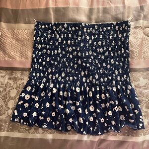 Peplum navy blue tube top